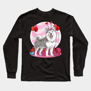 Alaskan Malamute Valentines Day Heart Dogs Puppy Love Long Sleeve T-Shirt